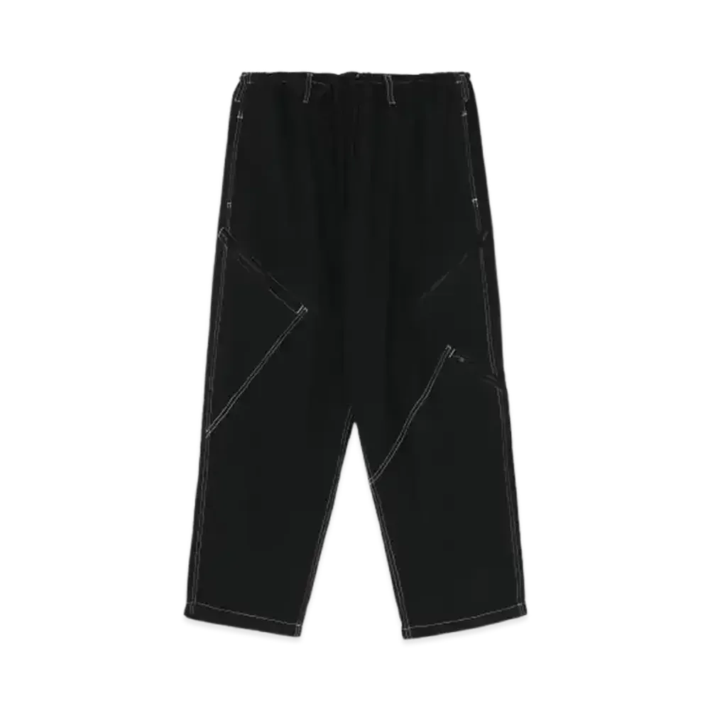 WILDSIDE YOHJI YAMAMOTO Fulling Wool Drawstring Loose Silhouette Zipper Pants "Black"
