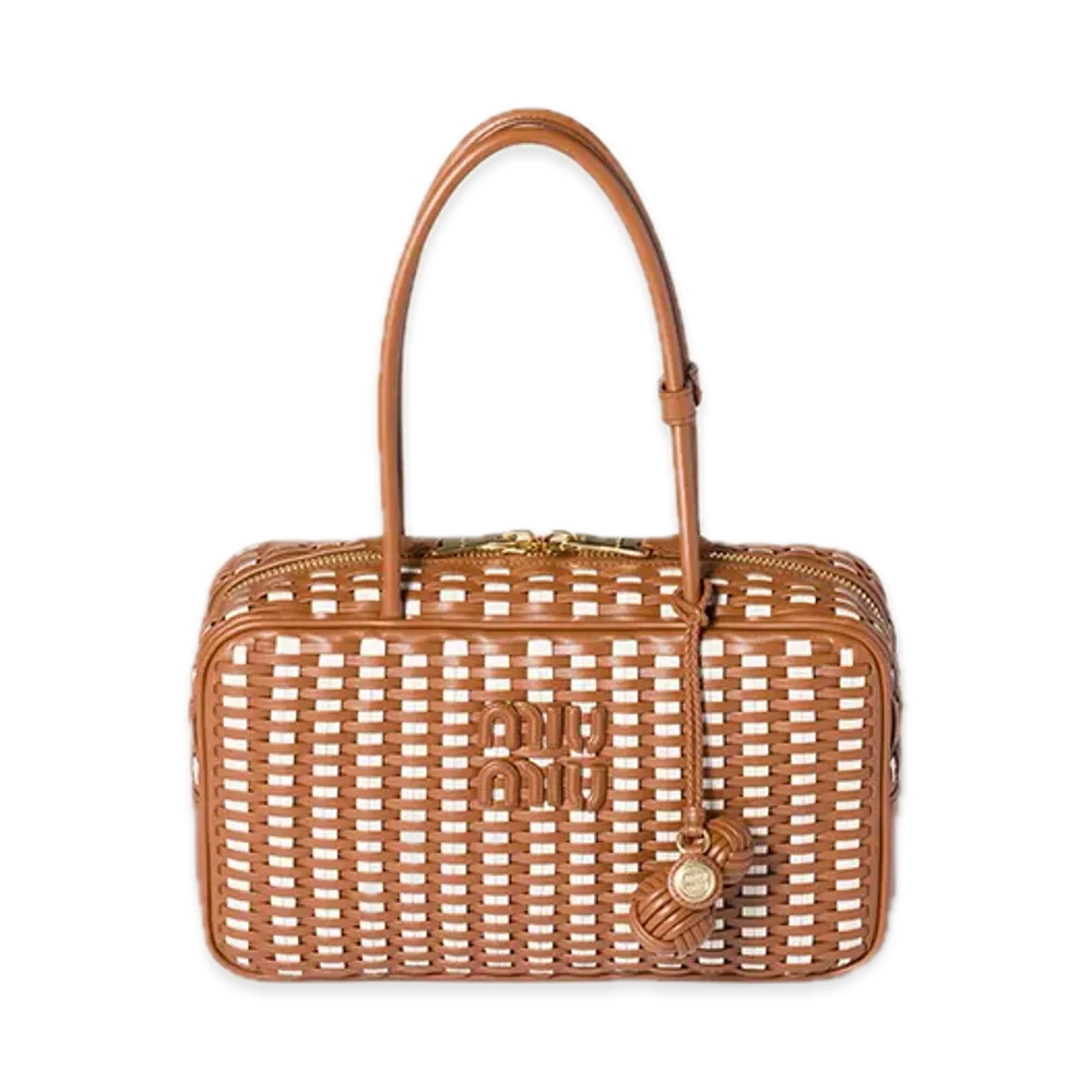 MIU MIU Bow Leather Bag "Brown/White"
