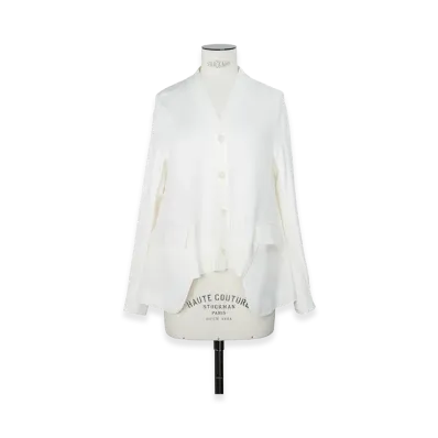 sacai Wool Suiting x Cotton Knit Cardigan "Off White"
