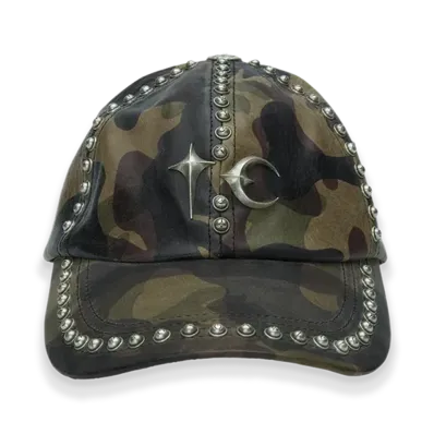 THUG CLUB Studded Camo Leather Cap "Camo"