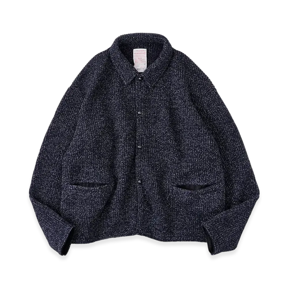 NICENESS B.Ben Wool Chambray Beach Knit Jacket "Navy"