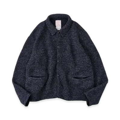 NICENESS B.Ben Wool Chambray Beach Knit Jacket "Navy"