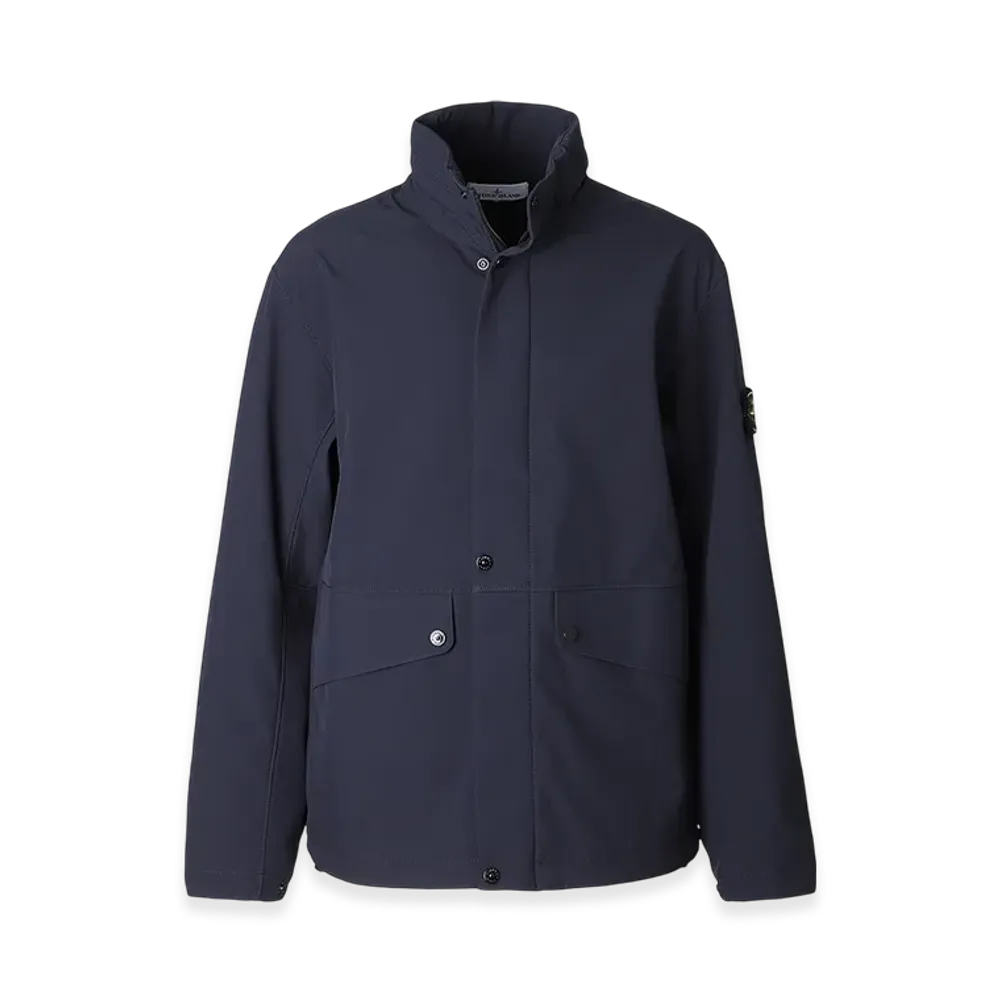 Stone Island Hooded Blouson 40327 Light Soft Shell-R e.dye Technology in Recycled Polyester "Black"