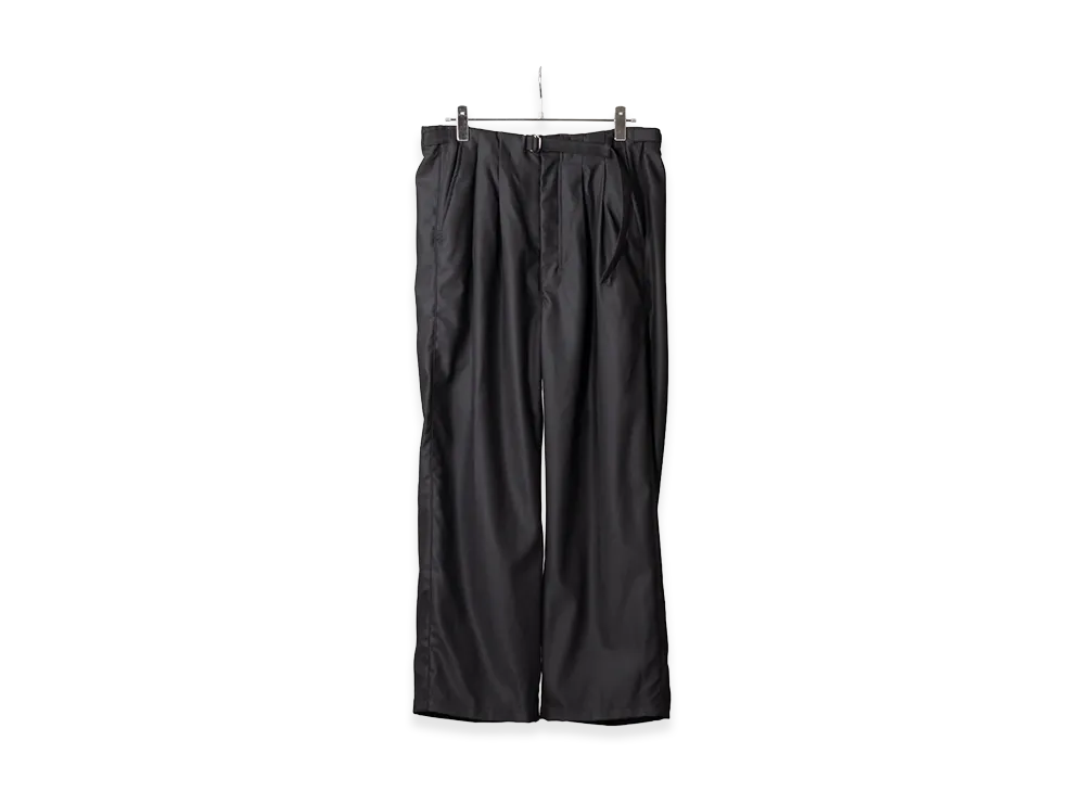 ANCELLM Wool Satin Belt-Less Slacks "Black"