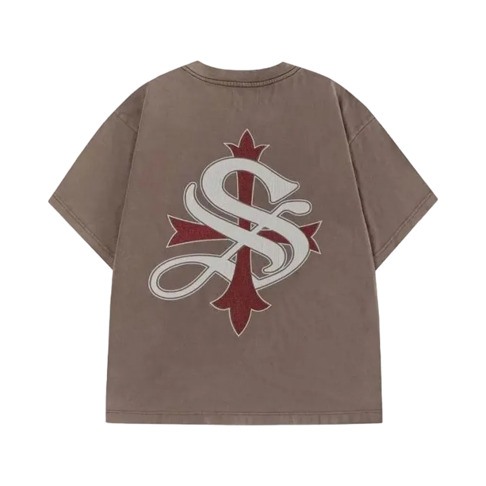 SUPPLIER Vintage Wash Cross Tee "Brown"