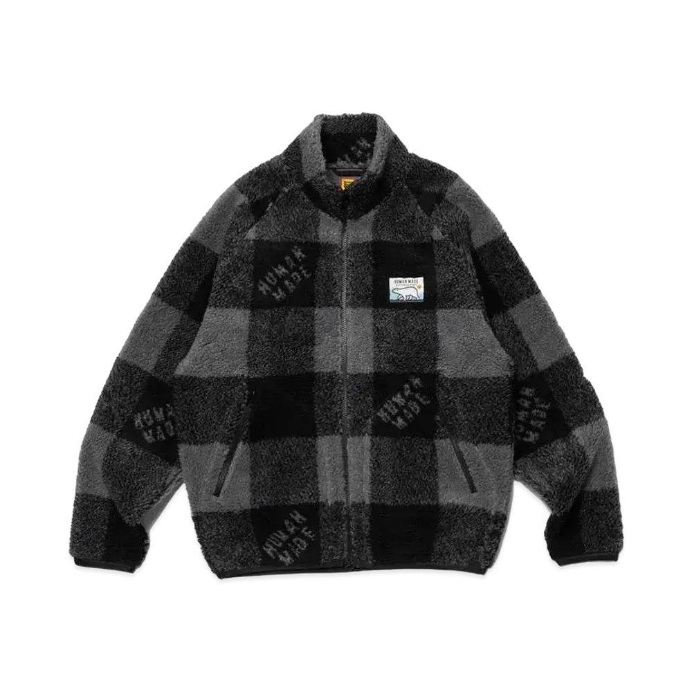 HUMAN MADE CHECK BOA FLEECE JACKET "Black"