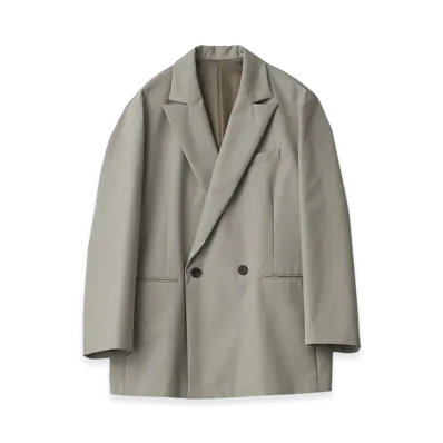 ssstein Tecno Cotton Oversized Peak Lapel Long Jacket "Taupe Grey"
