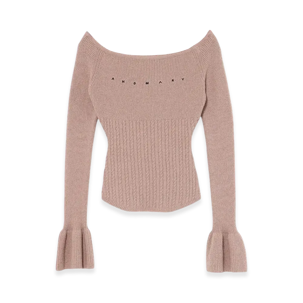 ANDMARY Flora Knit Tops "Pink Beige"