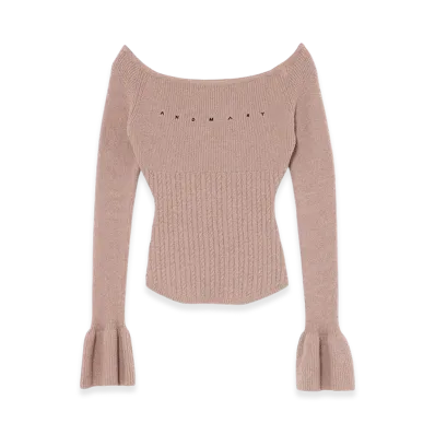 ANDMARY Flora Knit Tops "Pink Beige"
