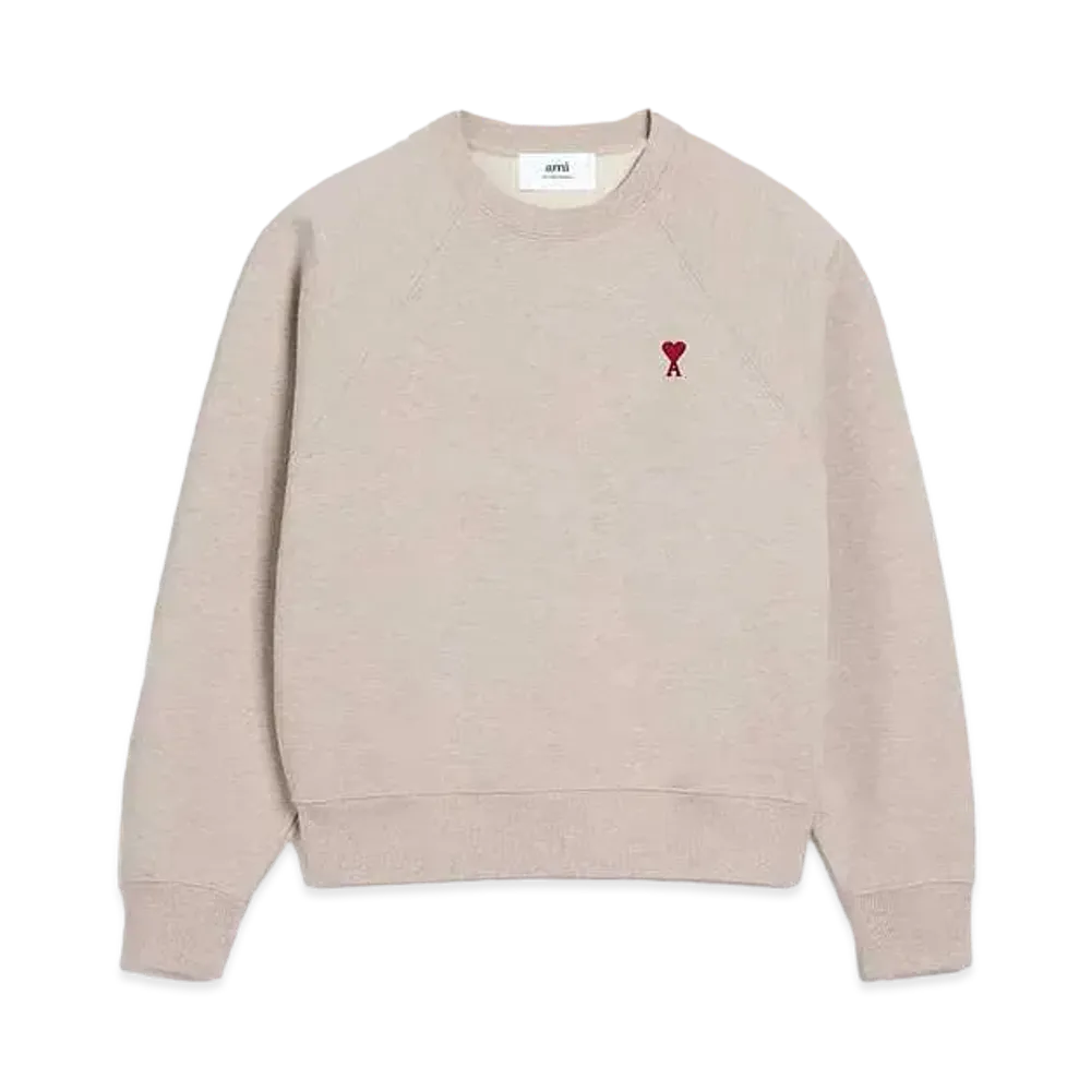 AMI PARIS Loop Back Organic Cotton Heavy Fleece Sweat Shirt #1 "Heather Light Beige"