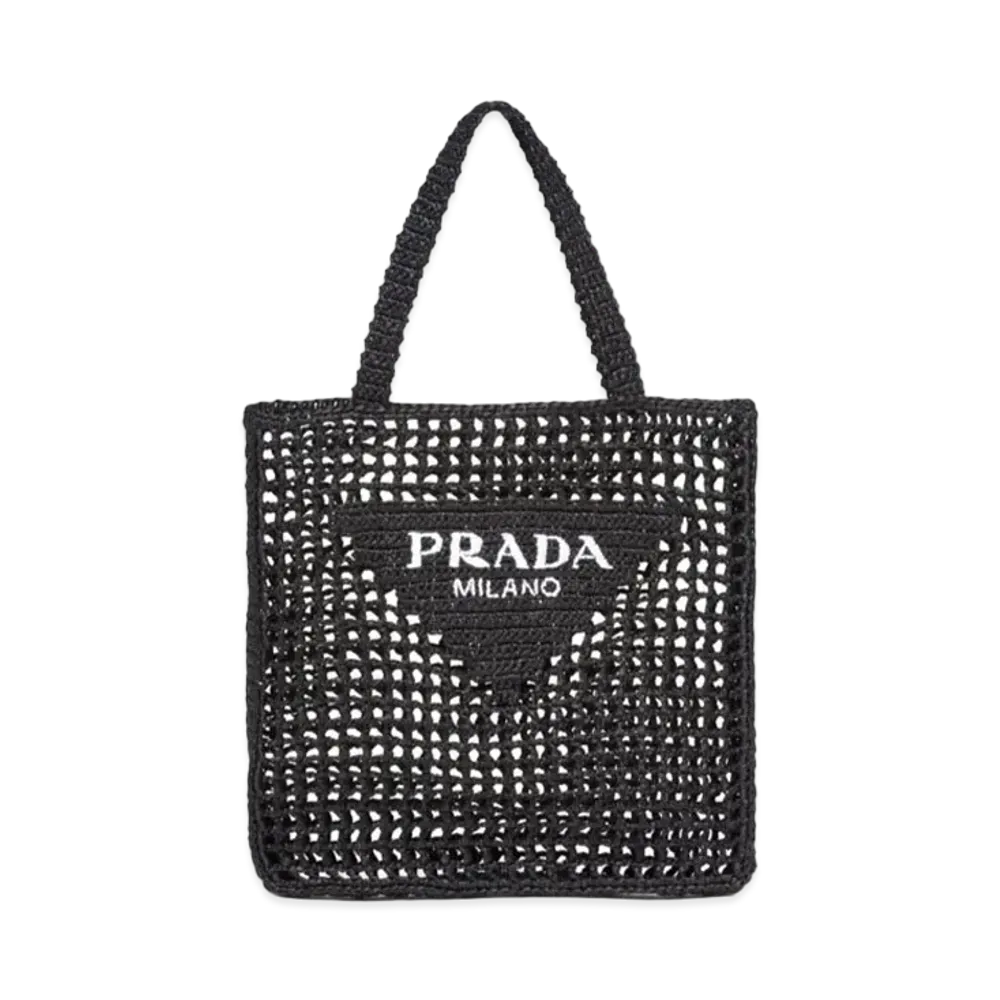 PRADA Raffia Tote Bag "Black"