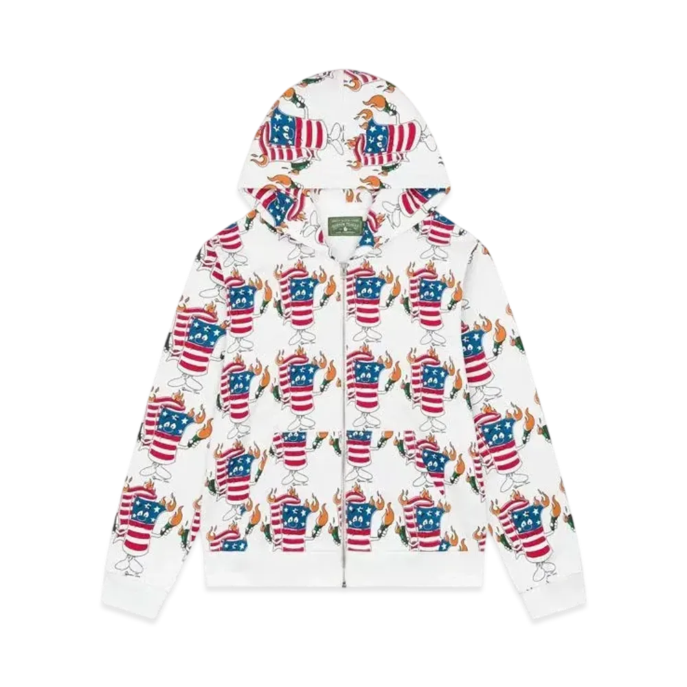 DENIM TEARS Firecracker Zip Hoodie "White"