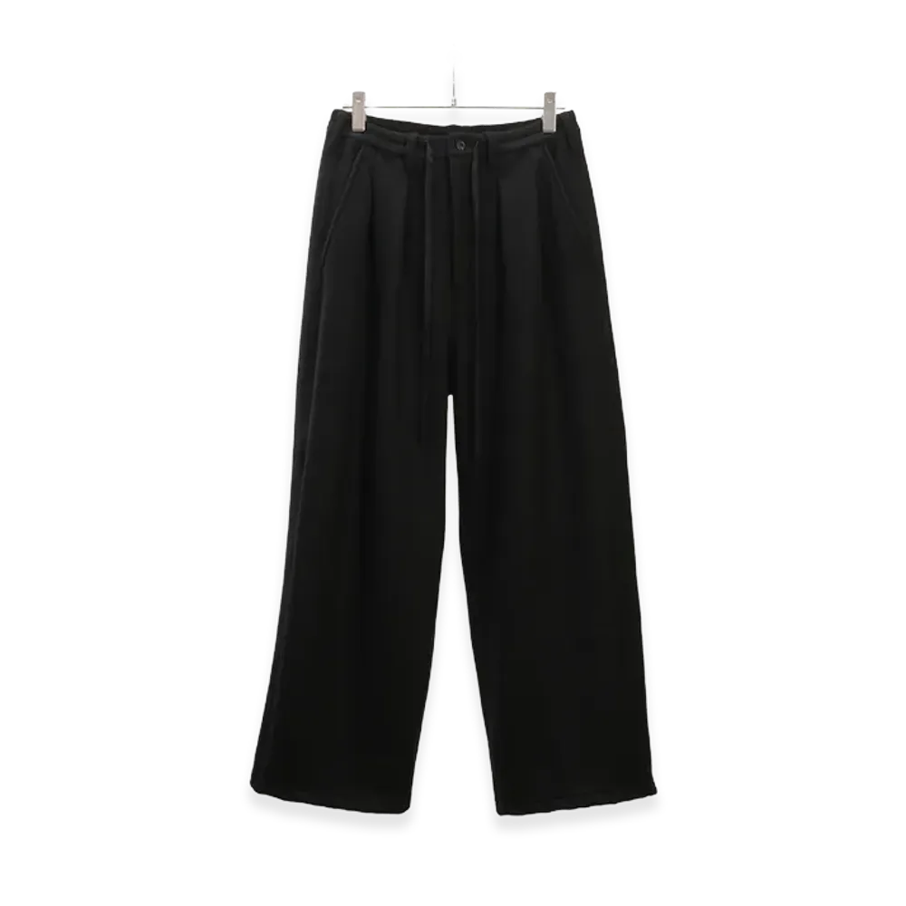 ANCELLM Wool Wide Easy Tuck Slacks "Black"