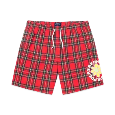 Noah x Red Hot Chili Peppers Flower Logo Shorts "Red/Green Plaid"