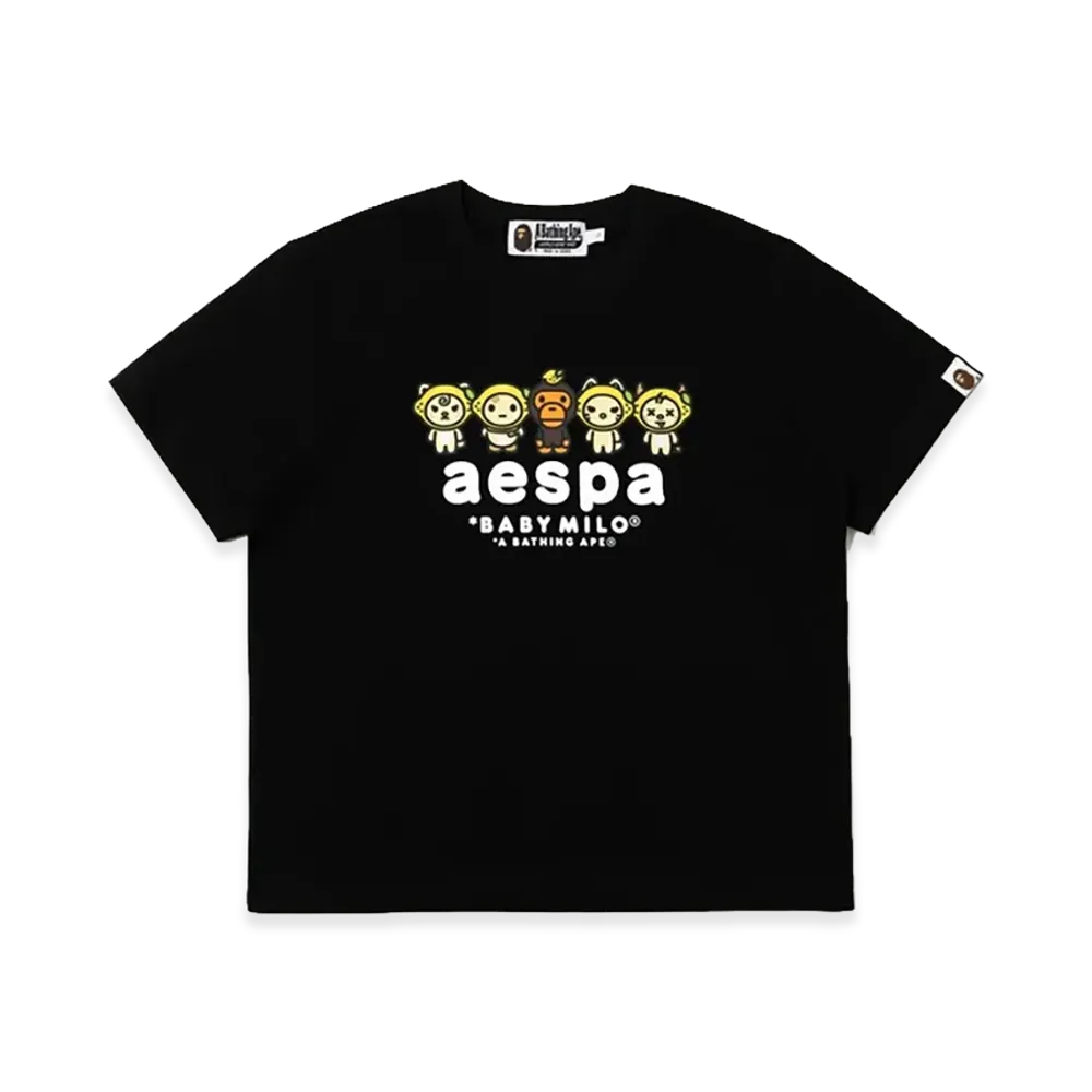 A BATHING APE x aespa Women's Baby Milo Lemonade Mini Tee "Black"