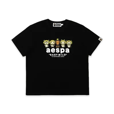 A BATHING APE x aespa Women's Baby Milo Lemonade Mini Tee "Black"
