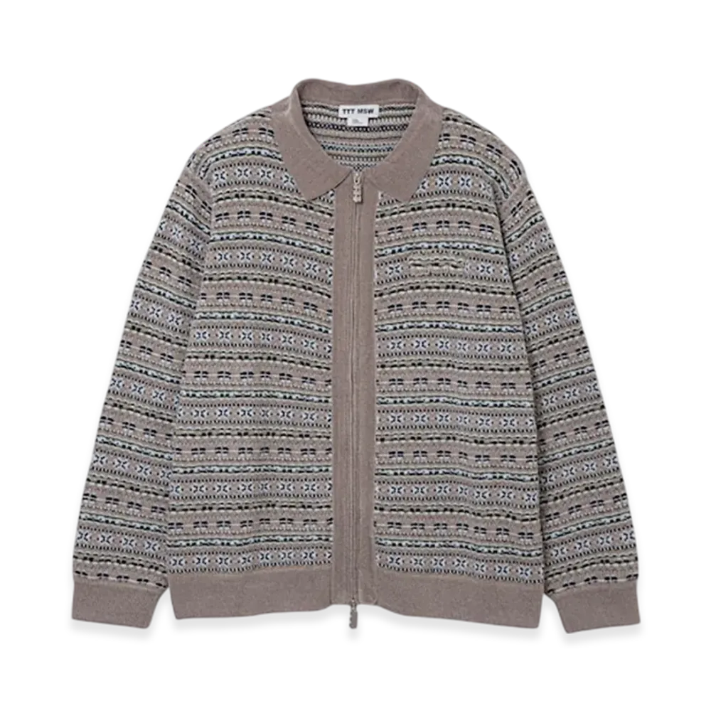 TTTMSW Zip Up Knit Polo Shirt "Greige"