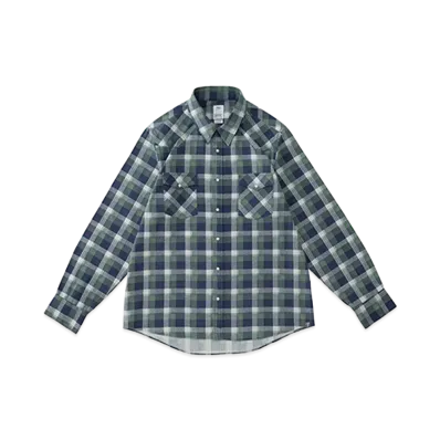 visvim BANDITO KHADI CHECK L/S "Navy"