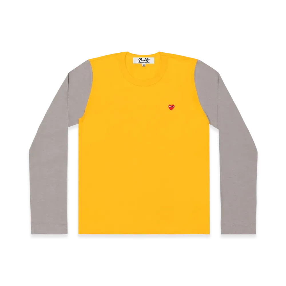 PLAY COMME des GARCONS Red Heart Coloured L/S T-Shirt Ladies "Yellow/Gray"