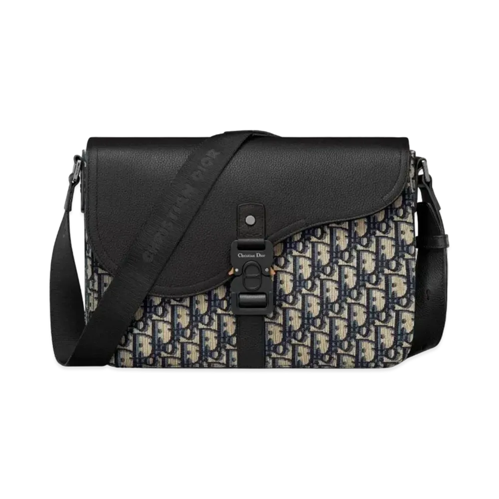 Dior Saddle Messenger Bag Dior Oblique Jacquard Grained Calfskin "Beige/Black"
