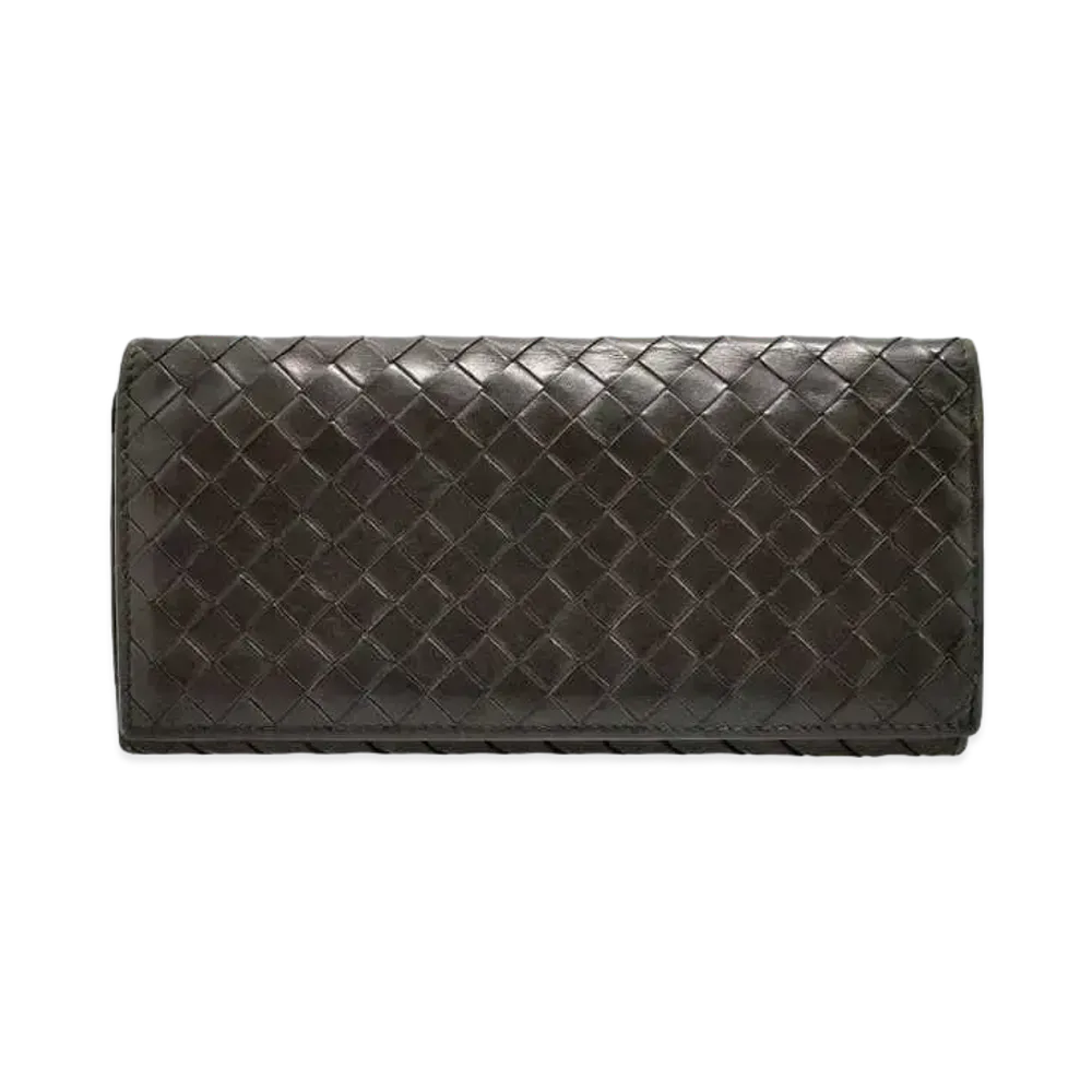Bottega Veneta Intrecciato Continental Calfskin Bi-fold Wallet "Ebano"