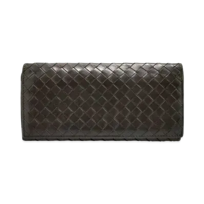 Bottega Veneta Intrecciato Continental Calfskin Bi-fold Wallet "Ebano"