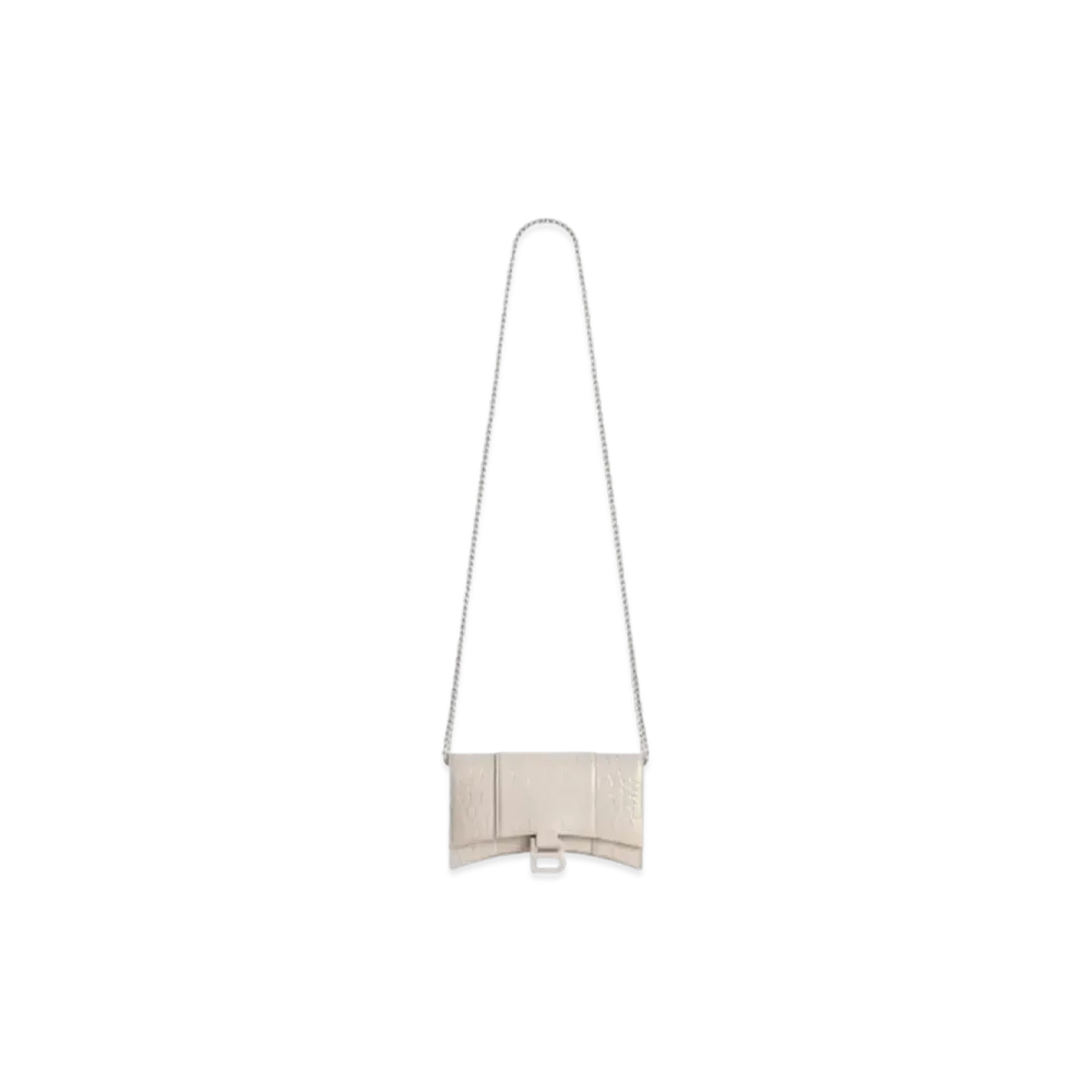 BALENCIAGA Hourglass Chain Mini Wallet "Beige"