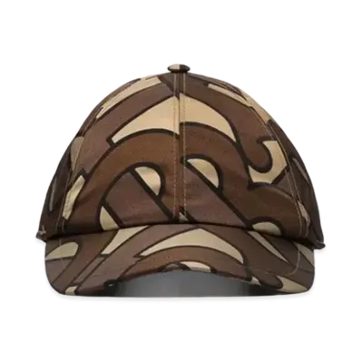 BURBERRY TB Nylon Monogram Baseball Cap "Bridle Brown"