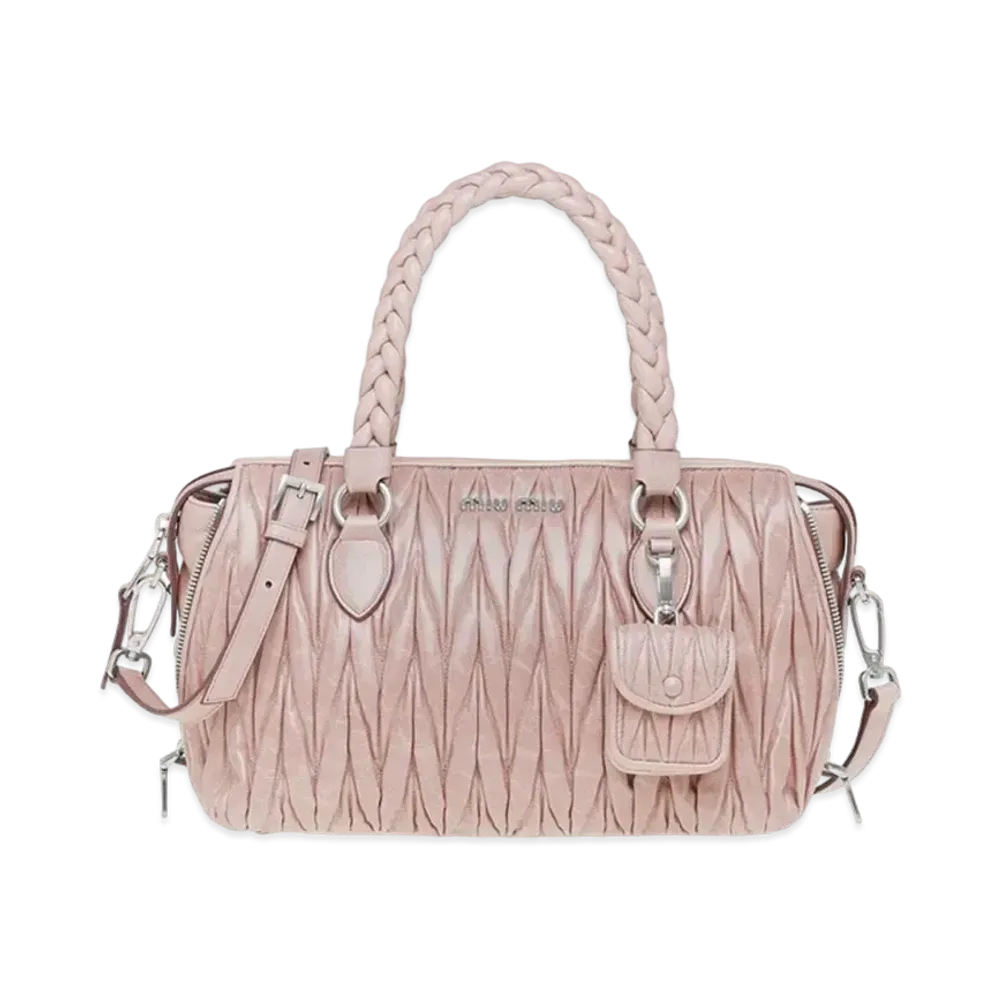 MIU MIU Materasse Shine Leather Handbag "Pink"