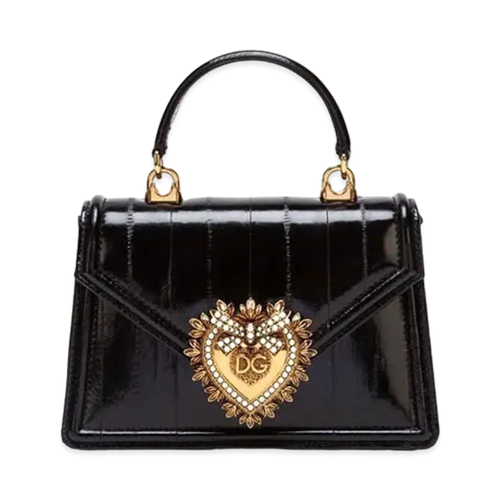 Dolce&Gabbana Devotion Bag Small Ear Skin "Black"