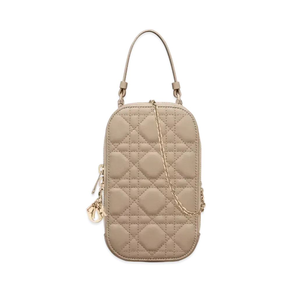 Dior Lady Phone Holder Cannage Lambskin "Sand"