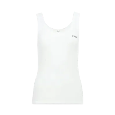Chloe Logo Tank Top In Jersey "White"