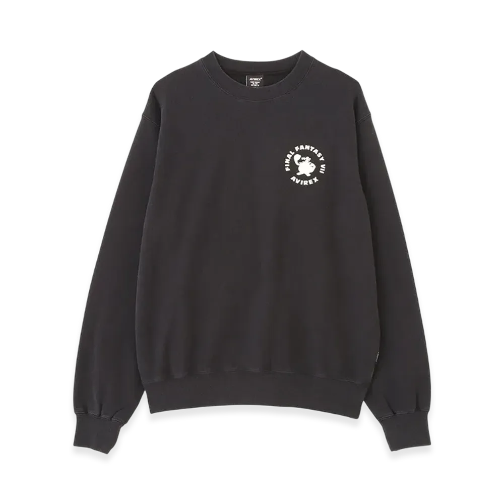 AVIREX x Final Fantasy VII Remake Crew Neck Sweat "Caitsith & Moogle" "Black"