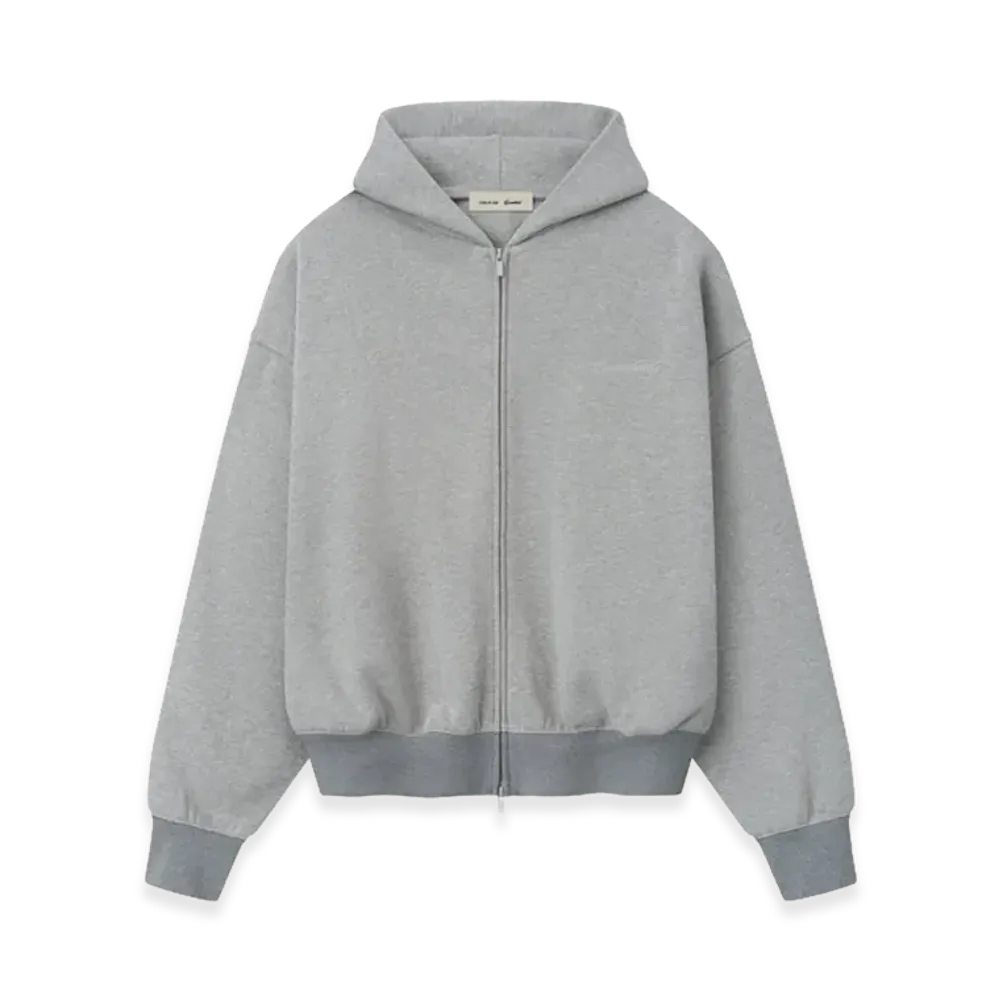 FEAR OF GOD ESSENTIALS Signature Classic Full Zip Hoodie "Concrete Heather"