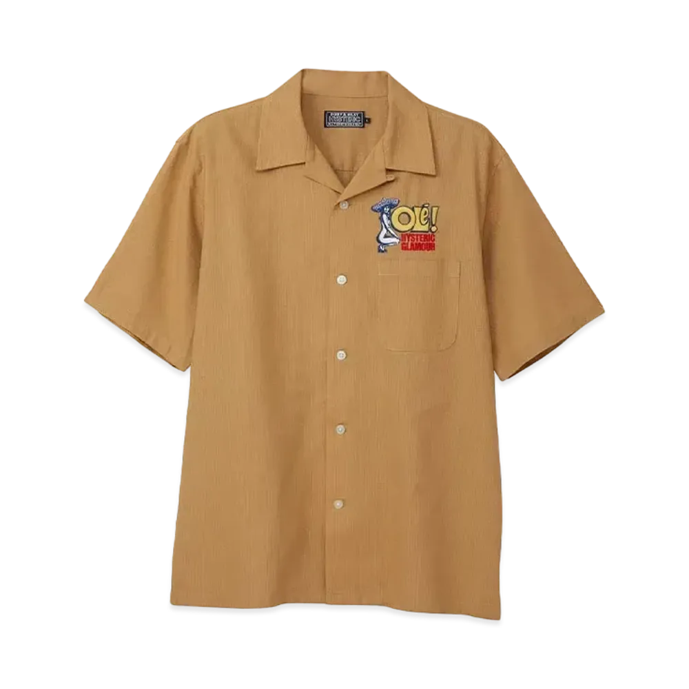 HYSTERIC GLAMOUR Hysteric OLE Embroidery Open Collar Shirt "Beige"