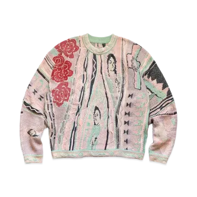 KAPITAL 7G KNIT VIRGIN MARIA GORDY CREW SWEATER "Light Pink"