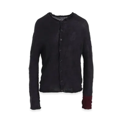 Y's Off Neck Wrinkled Long Sleeve Cardigan "Charcoal"