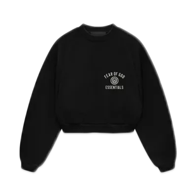 FEAR OF GOD Essentials Women's Fleece Cropped Crewneck "Black"