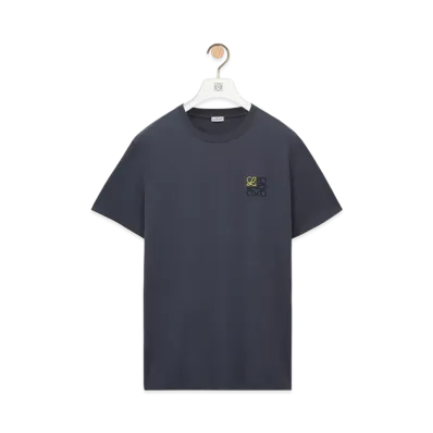 LOEWE Men's Anagram T-shirt In Cotton "Onyx Blue"
