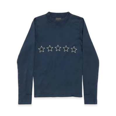 BALENCIAGA Top Rating Long Sleeve Fitted Top "Washed Navy"