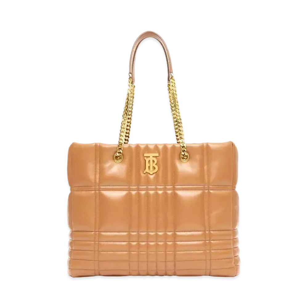 BURBERRY Medium Quilting Lambskin Lola Shopper Bag "Maple Brown"