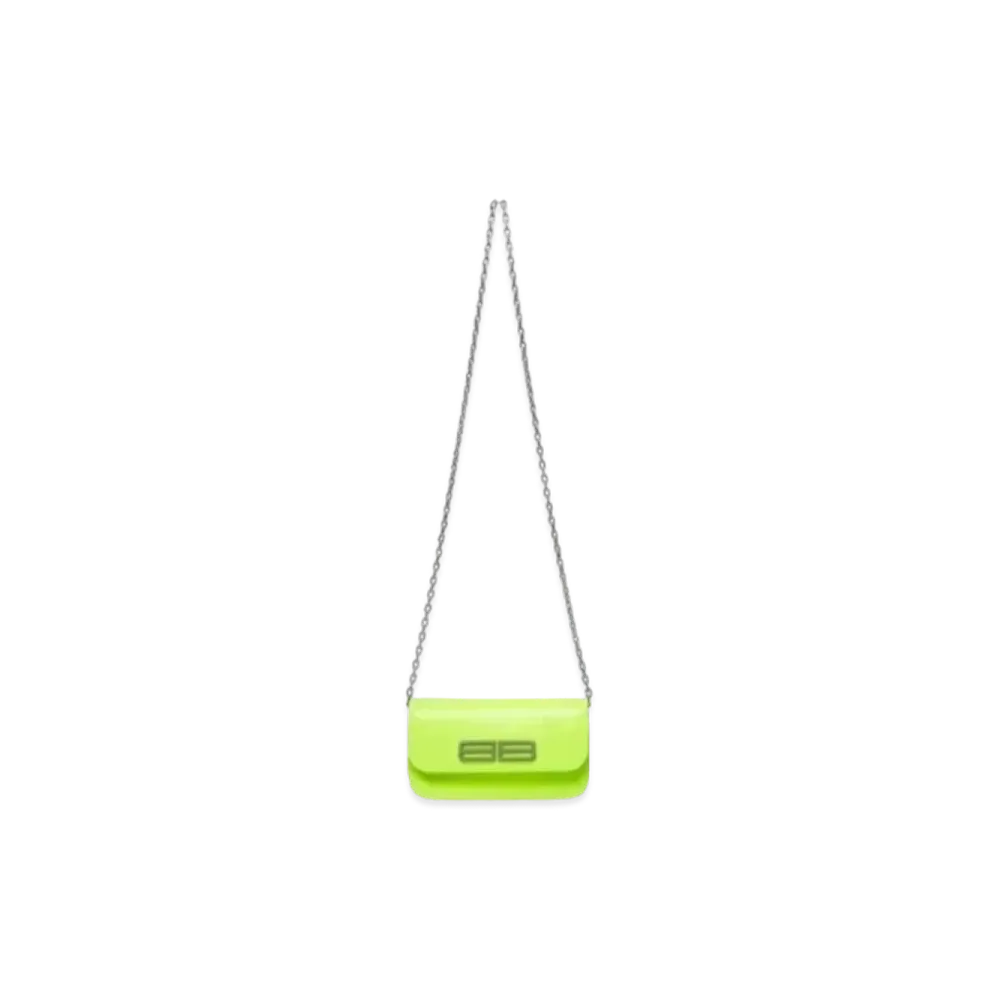 BALENCIAGA Gossip Crocodile Embossed Chain Wallet "Yellow"