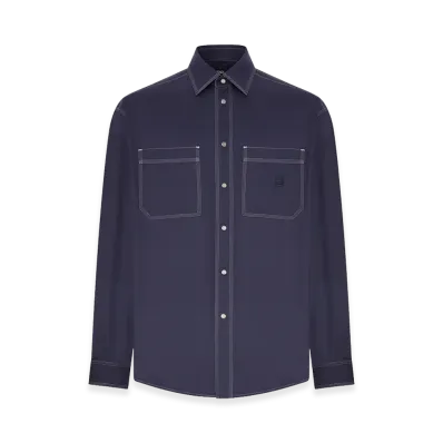 FENDI Cotton Shirt With Contrasting Stitching "Blue"