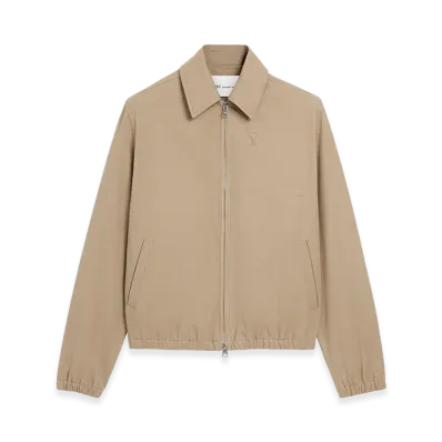 AMI PARIS Cotton Ami De Coeur Zipped Jacket "Beige"