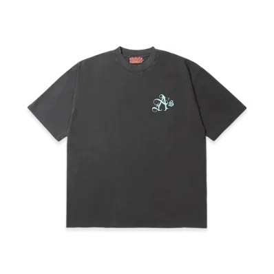 APHRODITEGANG A's Logo Embroidery Pigment Dye S/S Tee "Black/Blue"