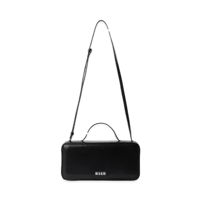 MSGM Large Shiny Leather Baguette Bag "Black"