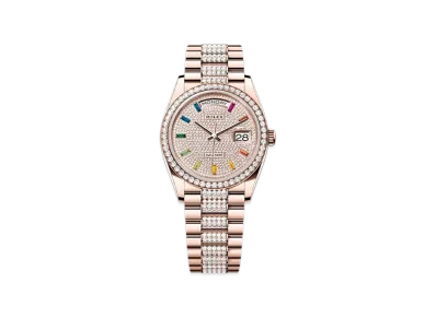 ROLEX Day-Date 36mm Everose Gold Diamond 128345RBR "Pave diamonds"