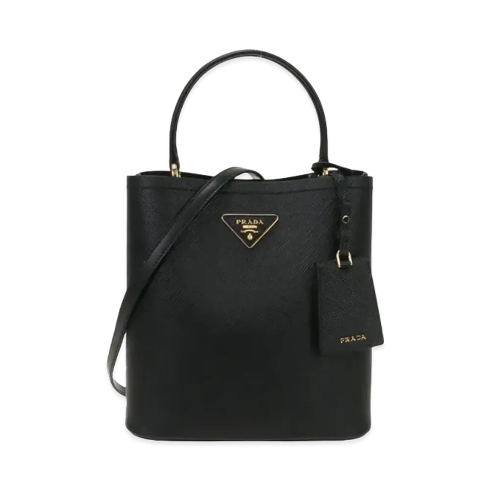 PRADA Saffiano Leather Medium Panier Bag "Black"