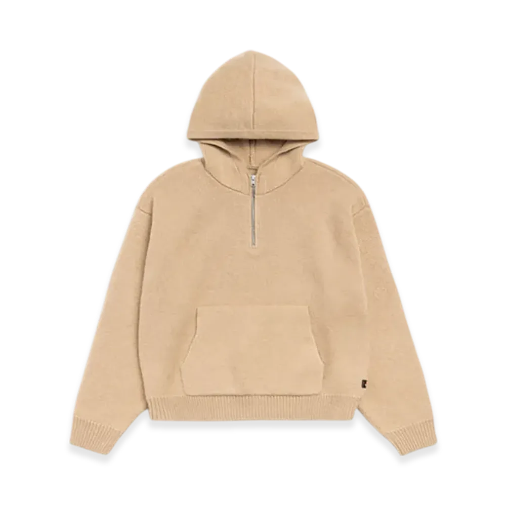 Stussy Quarter Zip Knit Hoodie "Tan"
