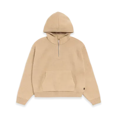 Stussy Quarter Zip Knit Hoodie "Tan"